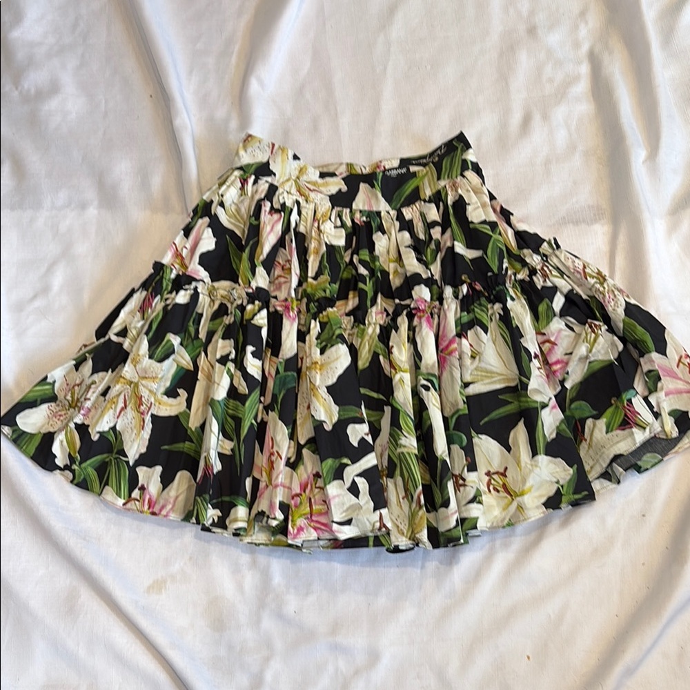 Dolce & Gabbana Floral Mini Skirt - Black, White, Green, Pink